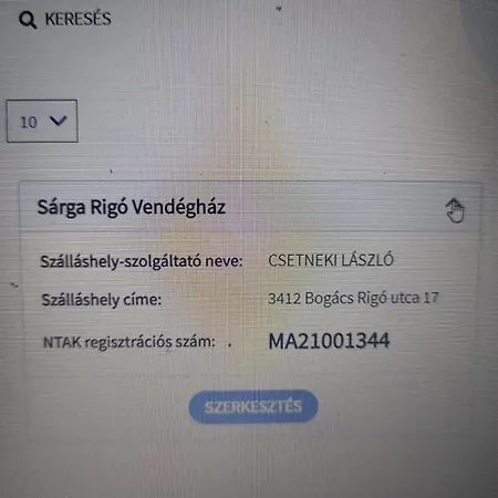 Sargarigo Vendeghaz Σπίτι διακοπών Bogács