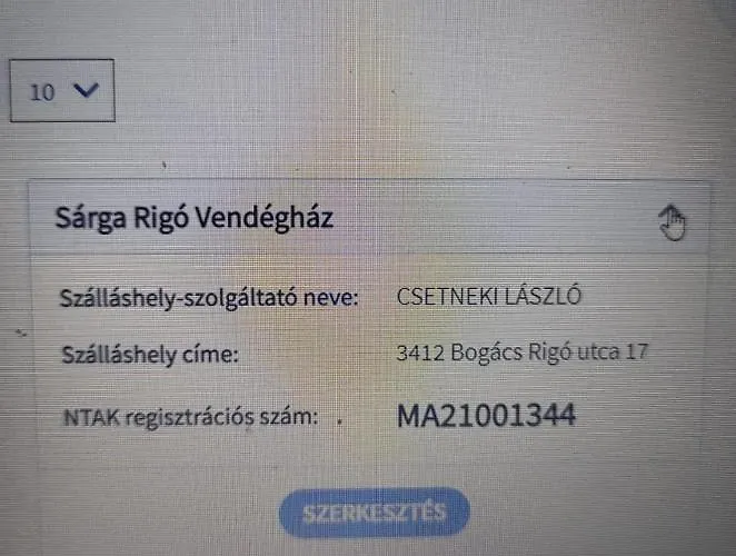 Sargarigo Vendeghaz Semesterbostad Bogács